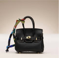Mini Birkin Faux Leather Bag For Airpods Charm with Scarf Detail