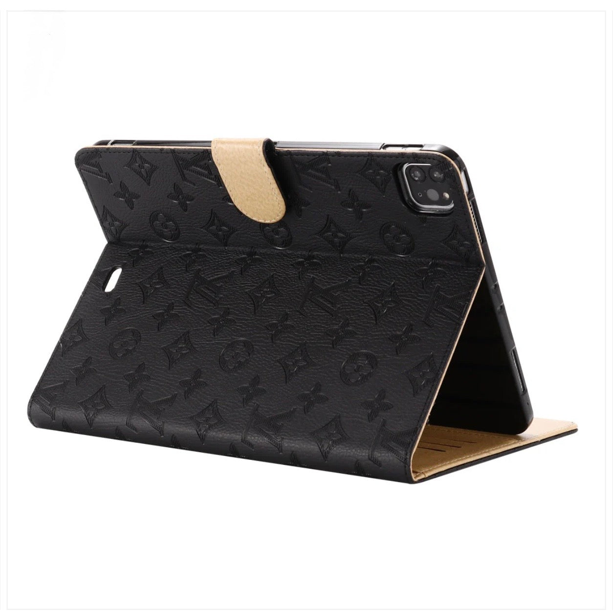 Elegant Monogram Canvas Flip Cover Apple iPad Protective Leather Case