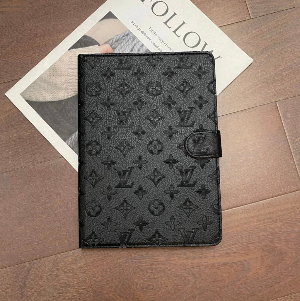 Elegant Monogram Canvas Flip Cover Apple iPad Protective Leather Case