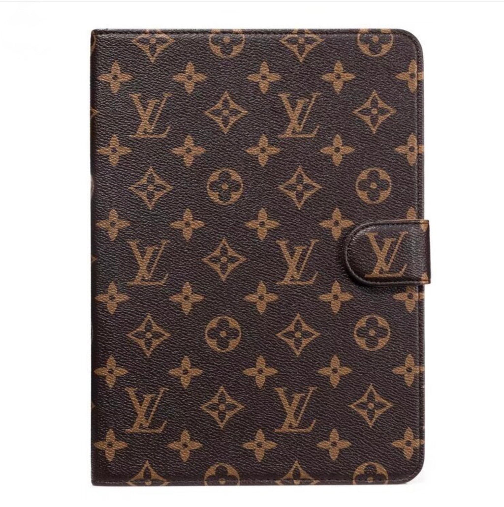 Luxury Canvas Monogram Leather Fresh Summer Theme Pattern Apple iPad case Black