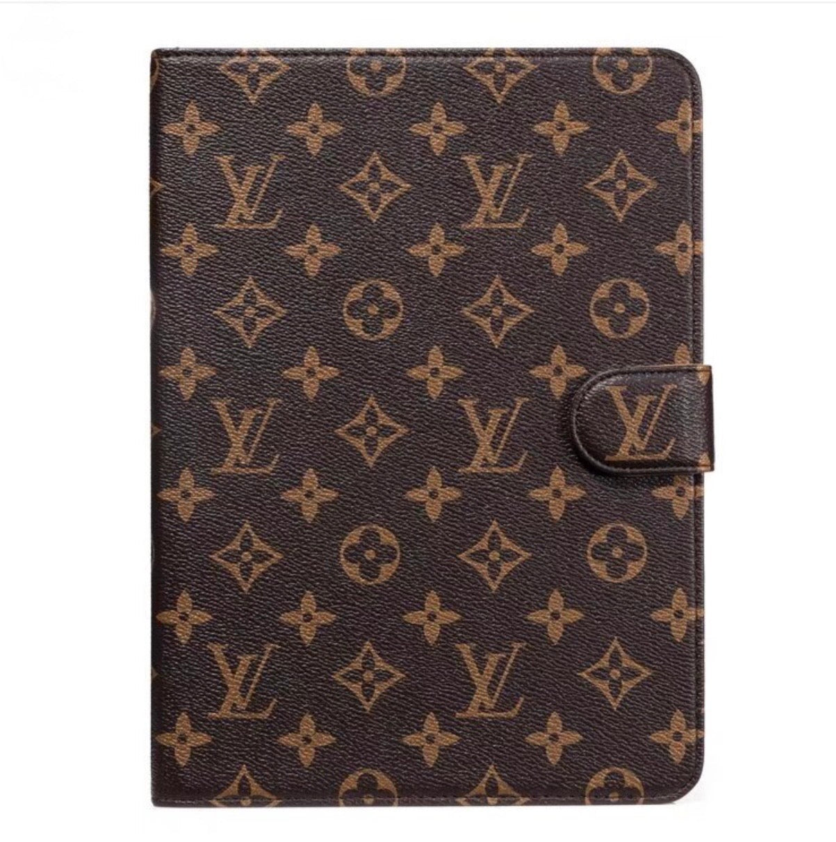 Luxury Canvas Monogram Leather Fresh Summer Theme Pattern Apple iPad case Black