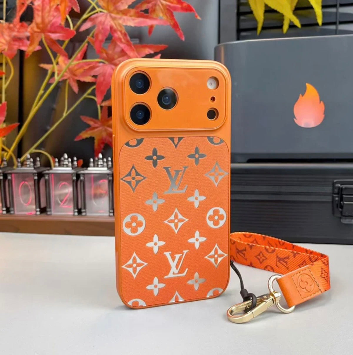 Premium Velora Monogram Phone Case With Mini Strap For iPhone