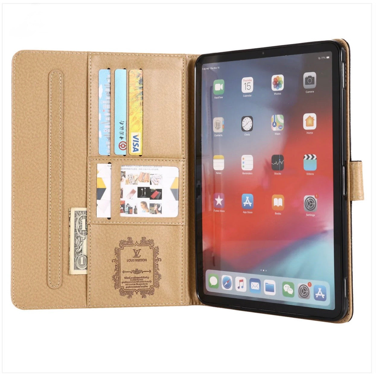 Elegant Monogram Canvas Flip Cover Apple iPad Protective Leather Case