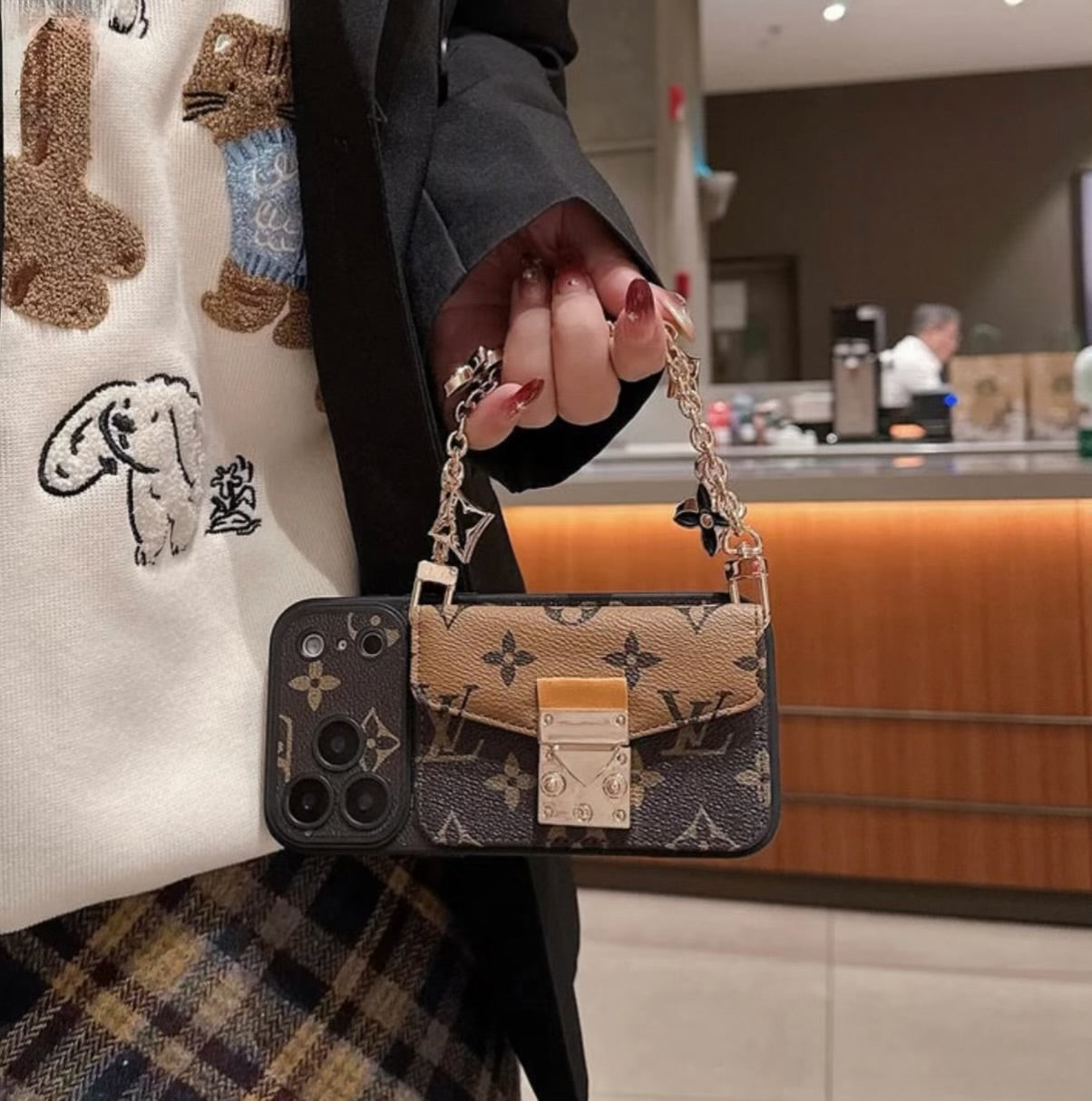 Luxury Monogram Crossbody Phone Bag for iPhone