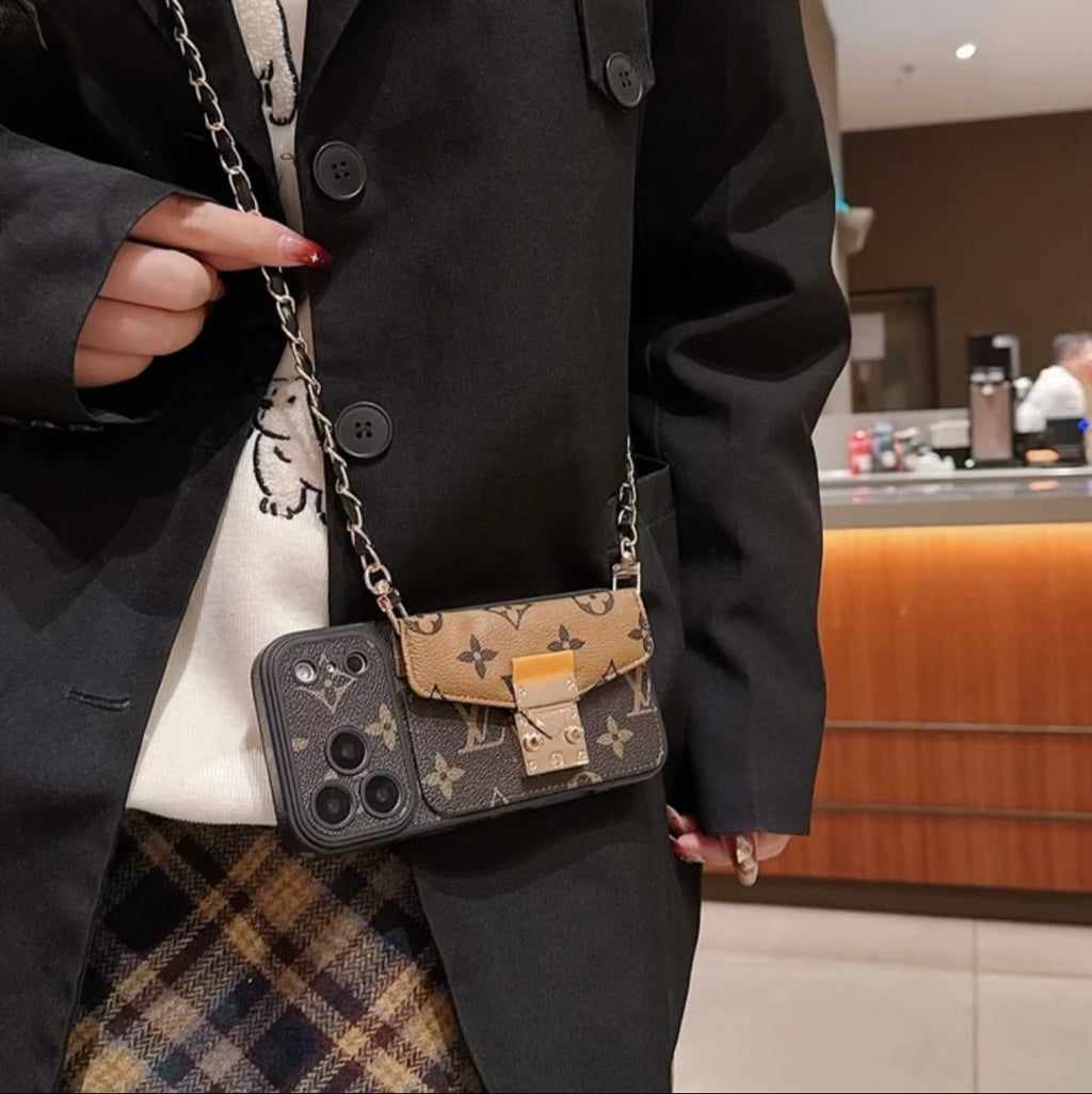 Luxury Monogram Crossbody Phone Bag for iPhone